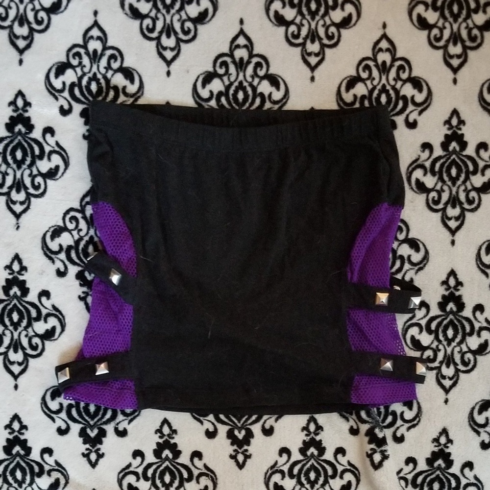 LIP SERVICE cybergoth studded mesh mini skirt
